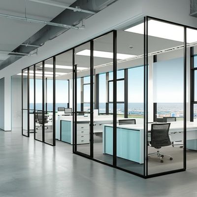 قیمت خوب Single Glazed Office Glass Partition Wall with Sound Insulation and 108mm/90mm Thickness for Panoramic System آنلاین